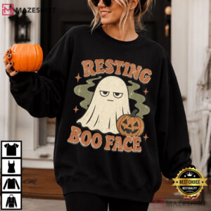 Resting Boo Face Ghost Sarcastic Halloween Pumpkin T Shirt (1)