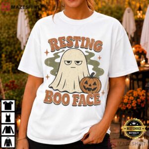 Resting Boo Face Ghost Sarcastic Halloween Pumpkin T Shirt (3)