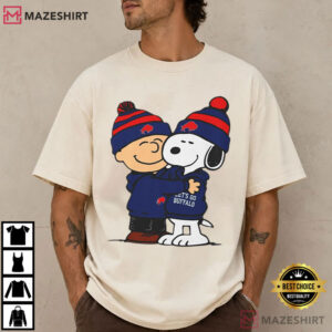 Charlie Brown And Snoopy Hug Buffalo Beanie Football T Shirt (1)