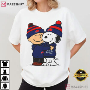 Charlie Brown And Snoopy Hug Buffalo Beanie Football T Shirt (3)