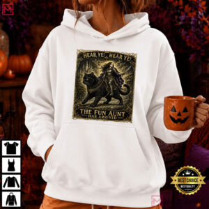Hear Ye Fun Aunt Has Arrived Fun Aunt Knight Riding Black Cat T Shirt (2)