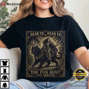 Hear Ye Fun Aunt Has Arrived Fun Aunt Knight Riding Black Cat T Shirt (3)