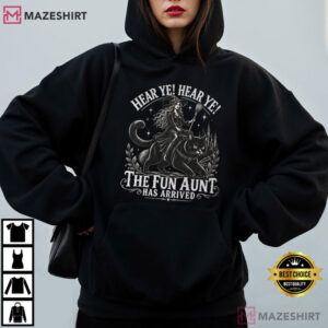 Fun Aunt Riding Black Cat Hear Ye Knight Funny T Shirt (2)
