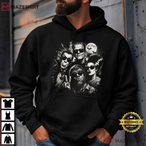 Halloween Monster Frankenstein Werewolf Dracula Bubblegum Selfie Retro T Shirt (2)