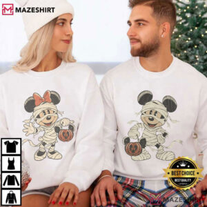 Mickey And Minnie Mummy Halloween Party 2026 Retro T Shirt (3)