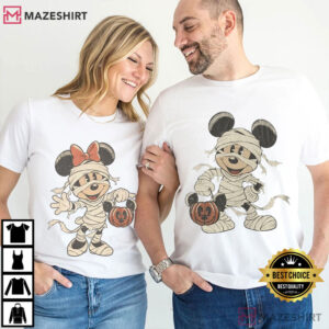 Mickey And Minnie Mummy Halloween Party 2026 Retro T Shirt (1)