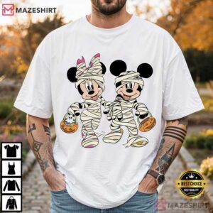 Mickey Minnie Mummy Halloween Retro Party 2026 T Shirt (4)