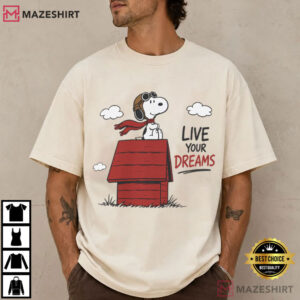 Snoopy Live Your Dreams Doghouse Superhero T Shirt (2)