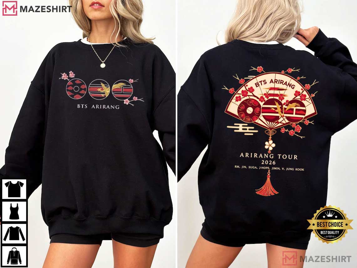 BTS Arirang Korean Folding Fan Cherry Blossom Tour 2026 T-Shirt BTS Arirang Korean Folding Fan Cherry Blossom Tour 2026 T-Shirt