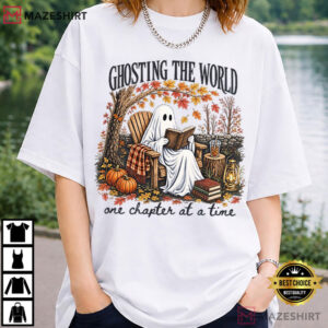 Halloween Ghosting The World Trendy Ghost Reading T Shirt (1)