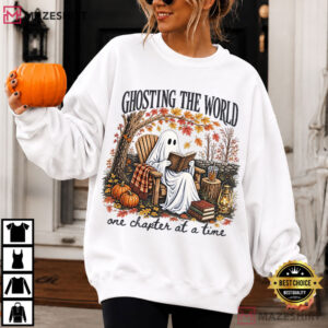 Halloween Ghosting The World Trendy Ghost Reading T Shirt (2)