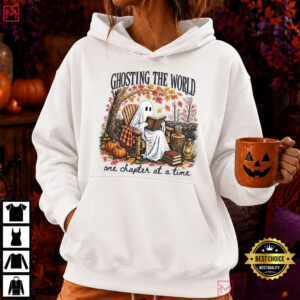Halloween Ghosting The World Trendy Ghost Reading T Shirt (3)