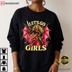Let's Go Girls Fantasy Dragon Girl Power Warrior Woman T Shirt (2)