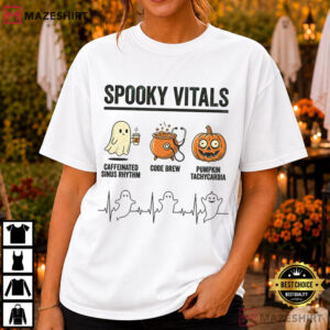 Nurse Halloween Spooky Vitals Funny Spooky Season T Shirt (1)