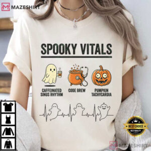 Nurse Halloween Spooky Vitals Funny Spooky Season T Shirt (3)