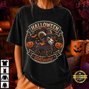 Halloween Goatacular Goat Pumpkin Jack O Lantern T Shirt (2)