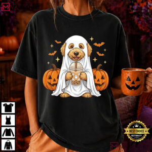 Goldendoodle Ghost And Boba Cute Halloween Dog T Shirt (4)