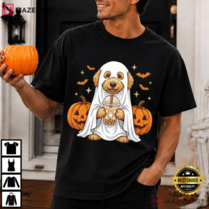 Goldendoodle Ghost And Boba Cute Halloween Dog T Shirt (1)