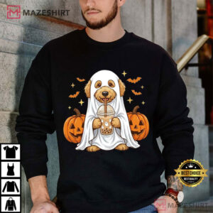 Goldendoodle Ghost And Boba Cute Halloween Dog T Shirt (2)