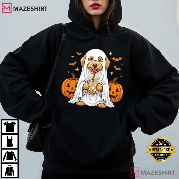 Goldendoodle Ghost And Boba Cute Halloween Dog T-Shirt Goldendoodle Ghost And Boba Cute Halloween Dog T-Shirt