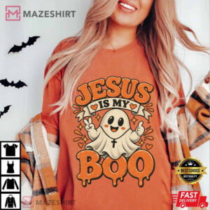 Jesus Is My Boo Ghost Vintage Christian Halloween Spooky Season T Shirt (4)
