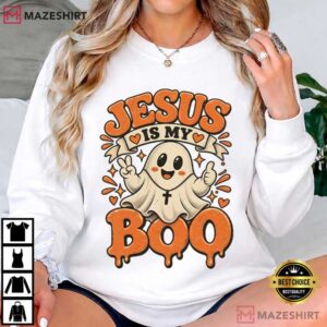Jesus Is My Boo Ghost Vintage Christian Halloween Spooky Season T Shirt (1)