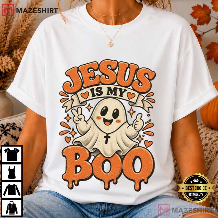 Jesus Is My Boo Ghost Vintage Christian Halloween Spooky Season T-Shirt Jesus Is My Boo Ghost Vintage Christian Halloween Spooky Season T-Shirt