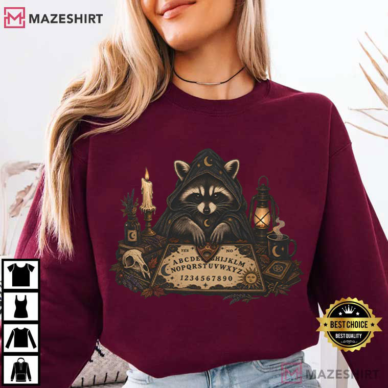 Raccoon Ouija Board Halloween Witchy Dark Fall T-Shirt Raccoon Ouija Board Halloween Witchy Dark Fall T-Shirt