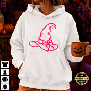 Breast Cancer Awareness Witch Hat Pink Ribbon Halloween T Shirt (3)