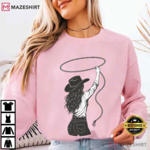 Cowgirl Lasso Western Rodeo Silhouette T Shirt (4)