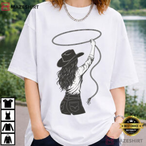 Cowgirl Lasso Western Rodeo Silhouette T Shirt (1)