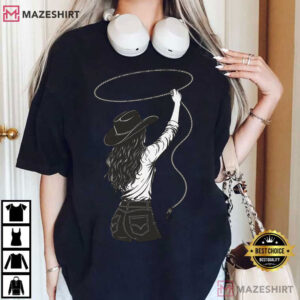 Cowgirl Lasso Western Rodeo Silhouette T Shirt (2)