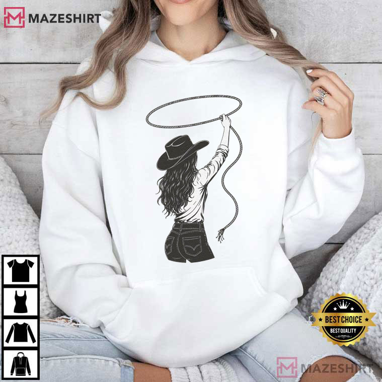 Cowgirl Lasso Western Rodeo Silhouette T-Shirt Cowgirl Lasso Western Rodeo Silhouette T-Shirt