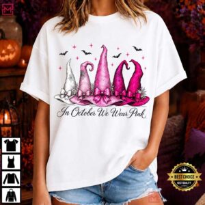 Halloween In October We Wear Pink Breast Cancer Awareness T Shirt (1)