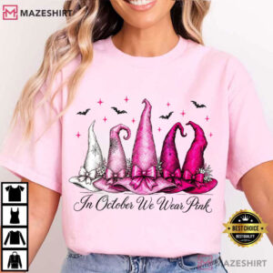 Halloween In October We Wear Pink Breast Cancer Awareness T Shirt (2)