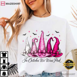 Halloween In October We Wear Pink Breast Cancer Awareness T Shirt (3)