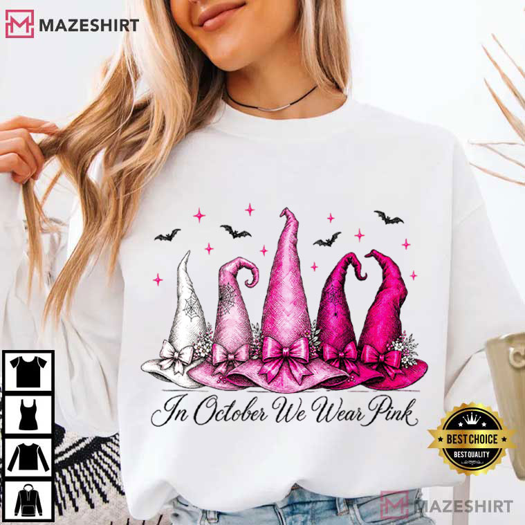 Halloween In October We Wear Pink Breast Cancer Awareness T-Shirt Halloween In October We Wear Pink Breast Cancer Awareness T-Shirt