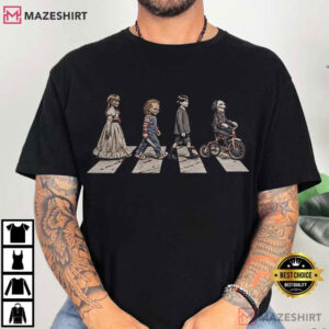 Abbey Road Chucky Annabelle Billy Brahms Vintage Horror Movie Dolls T-Shirt