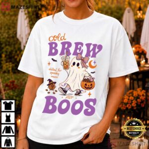 Cold Brew And Boos Halloween Ghost Coffee Spooky Season T-Shirt