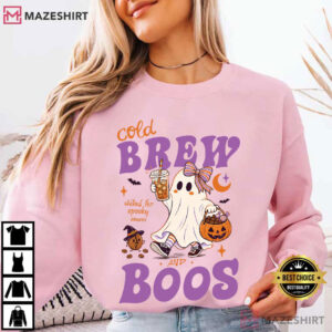 Cold Brew And Boos Halloween Ghost Coffee Spooky Season T Shirt (2)