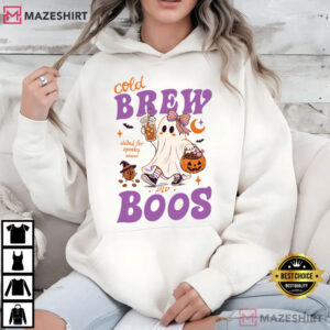 Cold Brew And Boos Halloween Ghost Coffee Spooky Season T Shirt (3)