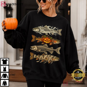 Halloween Trout Fish Ghost Pumpkin Skeleton Mummy T Shirt (2)
