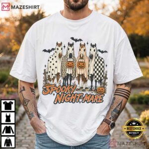 Spooky Night Mare Ghost Horse Retro Halloween Western T Shirt (4)