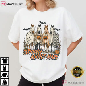 Spooky Night Mare Ghost Horse Retro Halloween Western T Shirt (3)