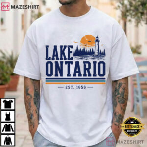 Lake Ontario Great Lakes Sunset Vintage T Shirt (1)
