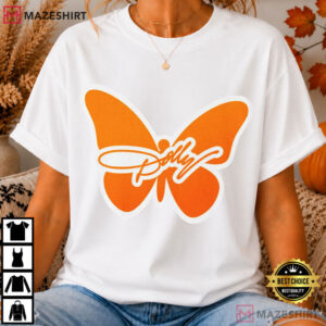 Dolly Parton Tribute Butterfly Script Logo Minimal T Shirt (2)