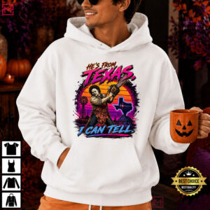 He's From Texas I Can Tell Chainsaw Horror Halloween Slasher T Shirt (3)