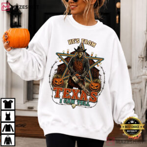 Horror Chainsaw He's From Texas I Can Tell Vintage Horror T Shirt (2)