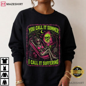 Halloween You Call It Summer I Call It Suffering Coffin Skeleton T Shirt (2)