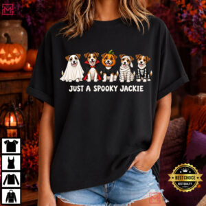 Jack Russell Halloween Spooky Ghost Pumpkin Skeleton T Shirt (4)